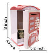 Fingerprint Piggy Bank Automatic Roll Money Coin Entry With Light, Sound Pink