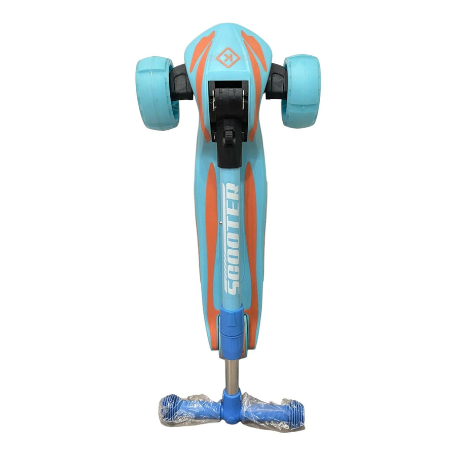 Foldable Body Weight To Safely Steer Scooter With Light-Up Wheels In Motion Blue